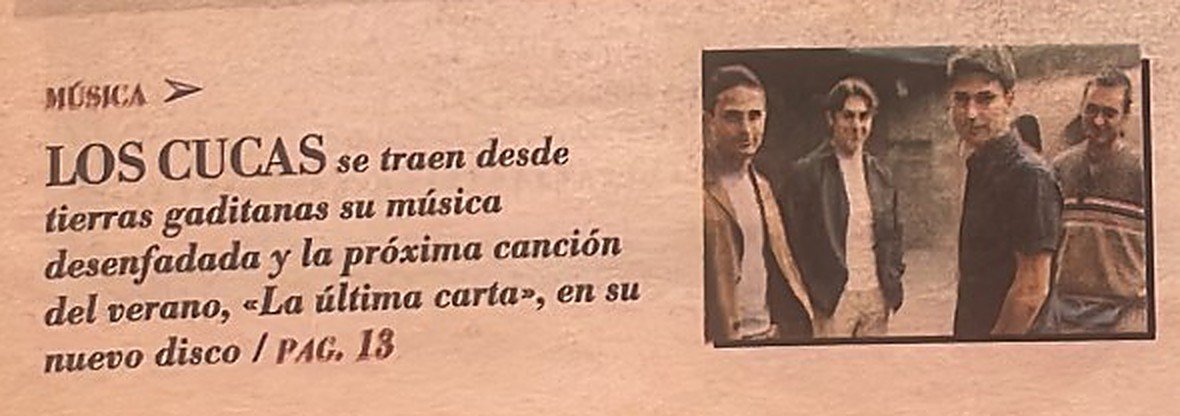 Recorte de la portada del suplemento Qué de Qué de ABC con el texto sobre Los Cucas