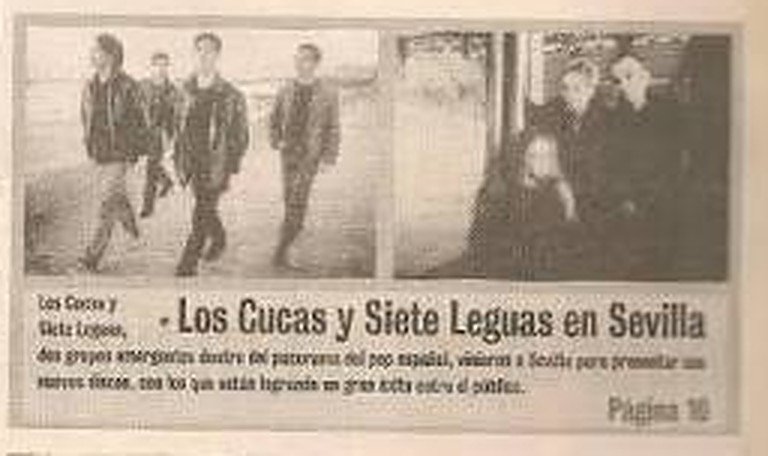 Recorte del sumario de Qué de Qué de ABC Sevilla con el titular Los Cucas y Siete Leguas en Sevilla