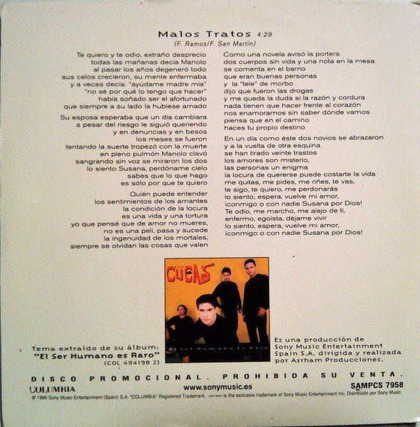 Contraportada de Malos tratos